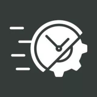 Pictogramme d'un écrou dans une horloge.